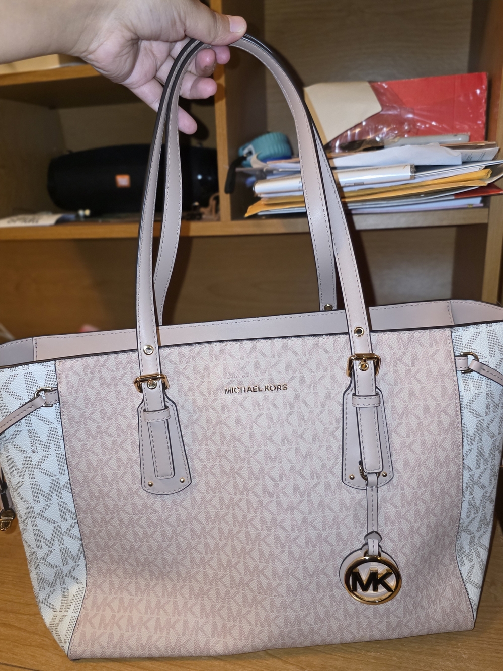 Michael Kors Blush Pink and Cream Signature Tote